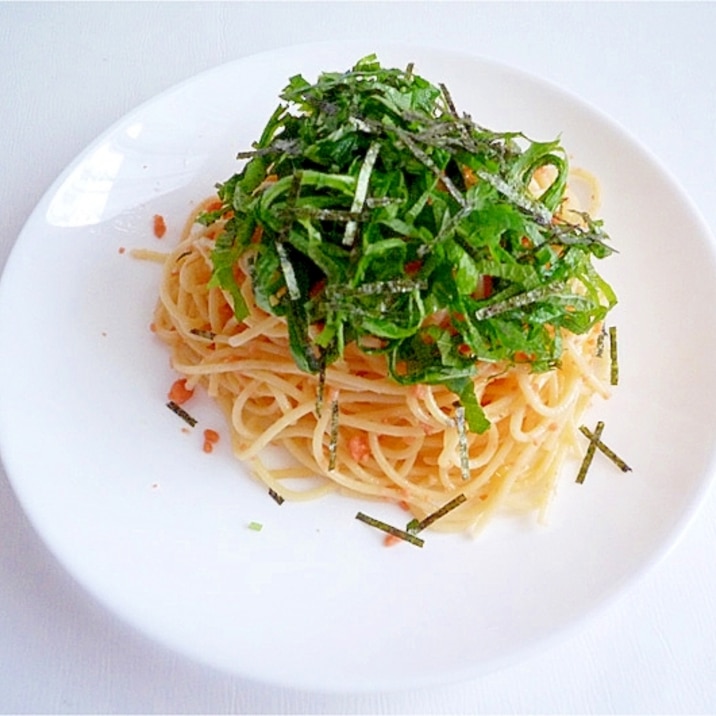 鮭フレークで簡単 大葉と鮭の和風パスタ